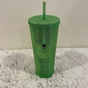2023 Starbucks Christmas Holiday Green Metallic Bling Tumbler 24oz